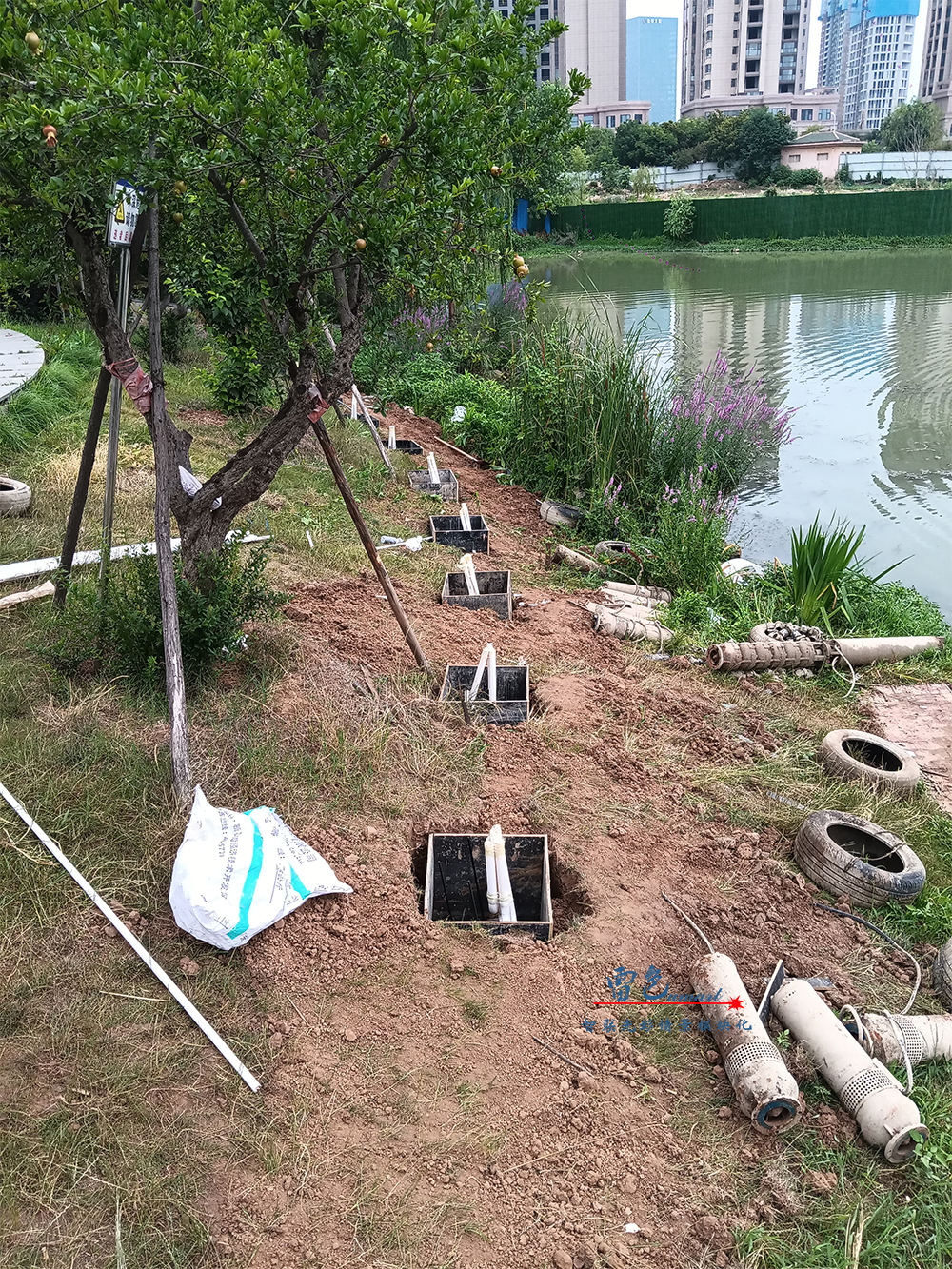 由雷色光電打造的“大美漯河·水韻西城”共慶百年華誕月灣湖之夜主題燈光秀上演啦！(圖14)