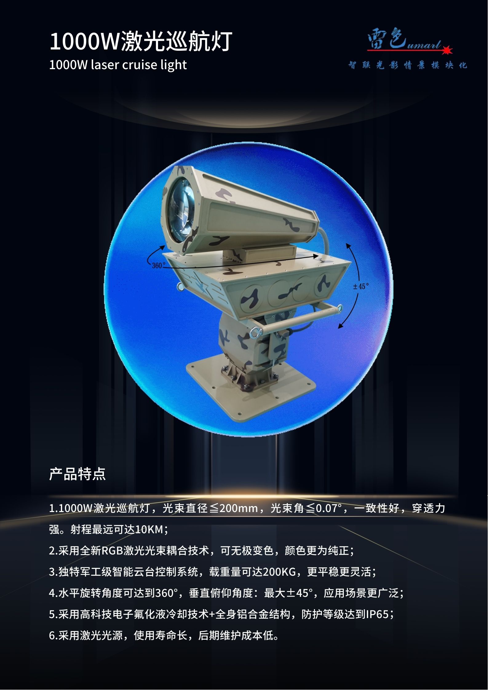 1000W彩色激光巡航燈 LS-XHC1000(圖1)